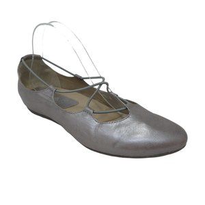 Earthies Essen Ballet Flats Womens 10 Metallic Silver Leather Comfort